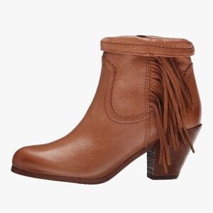 Sam Edelman Leather Fringe Western Ankle Boots